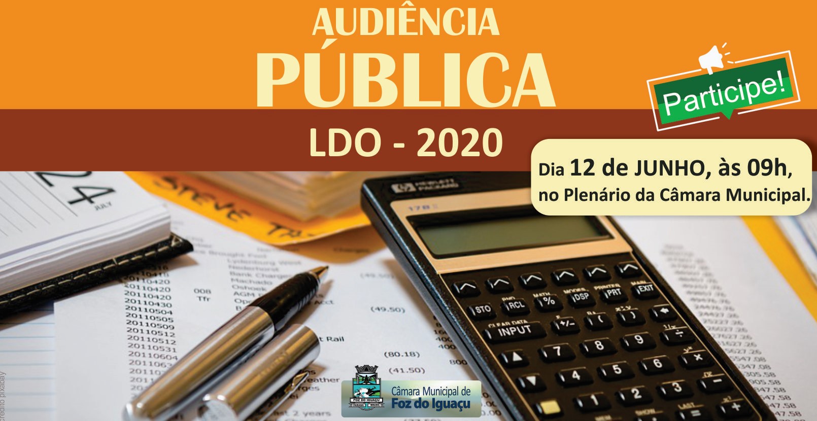 Audiência pública: Câmara convoca sociedade para debater diretrizes para o orçamento municipal de 2020