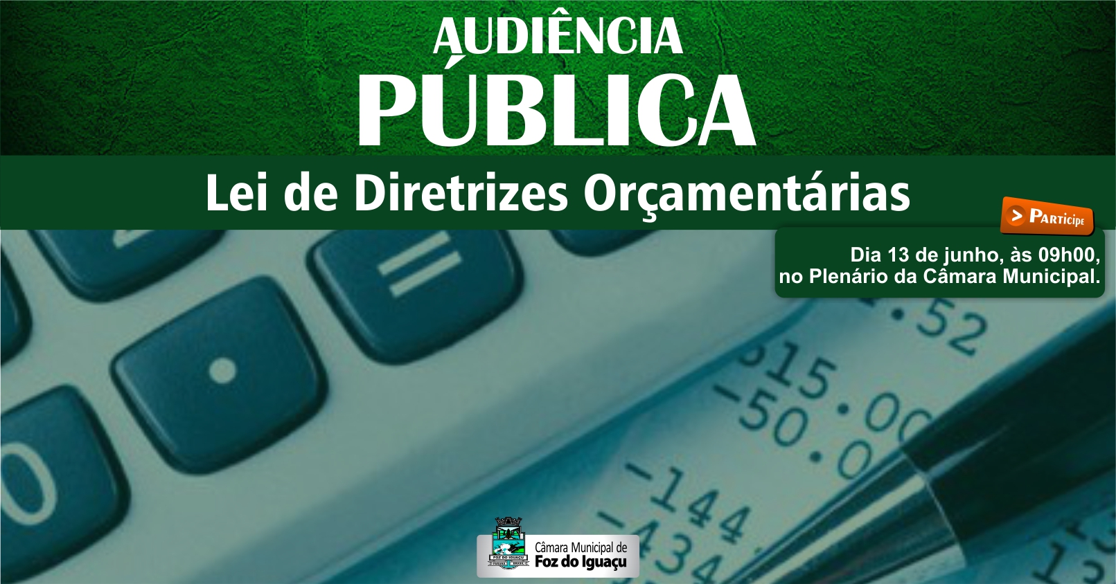 Audiência pública irá debater metas para o orçamento municipal de 2019