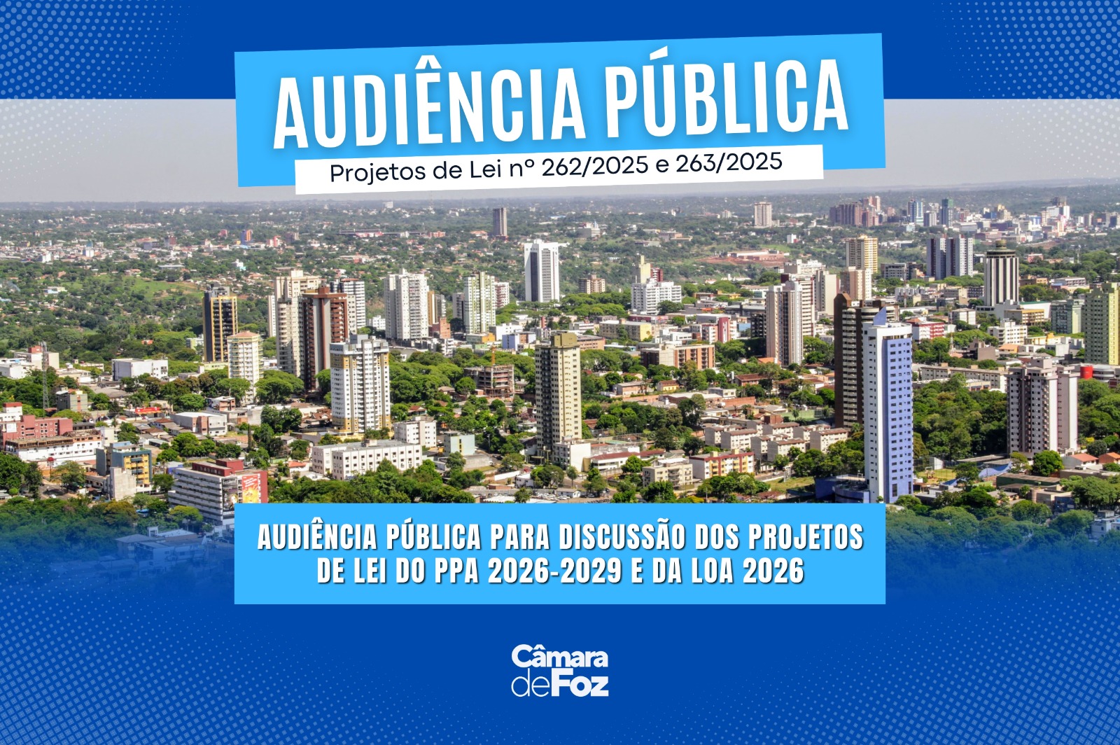 Audiência pública vai debater o Plano Plurianual e a Lei Orçamentária Anual de 2026