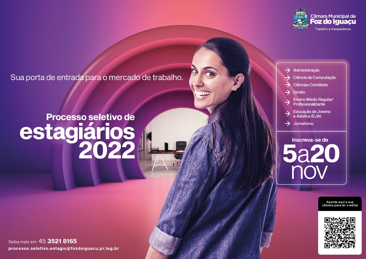 Câmara de Foz abre processo seletivo para contratação de estagiários