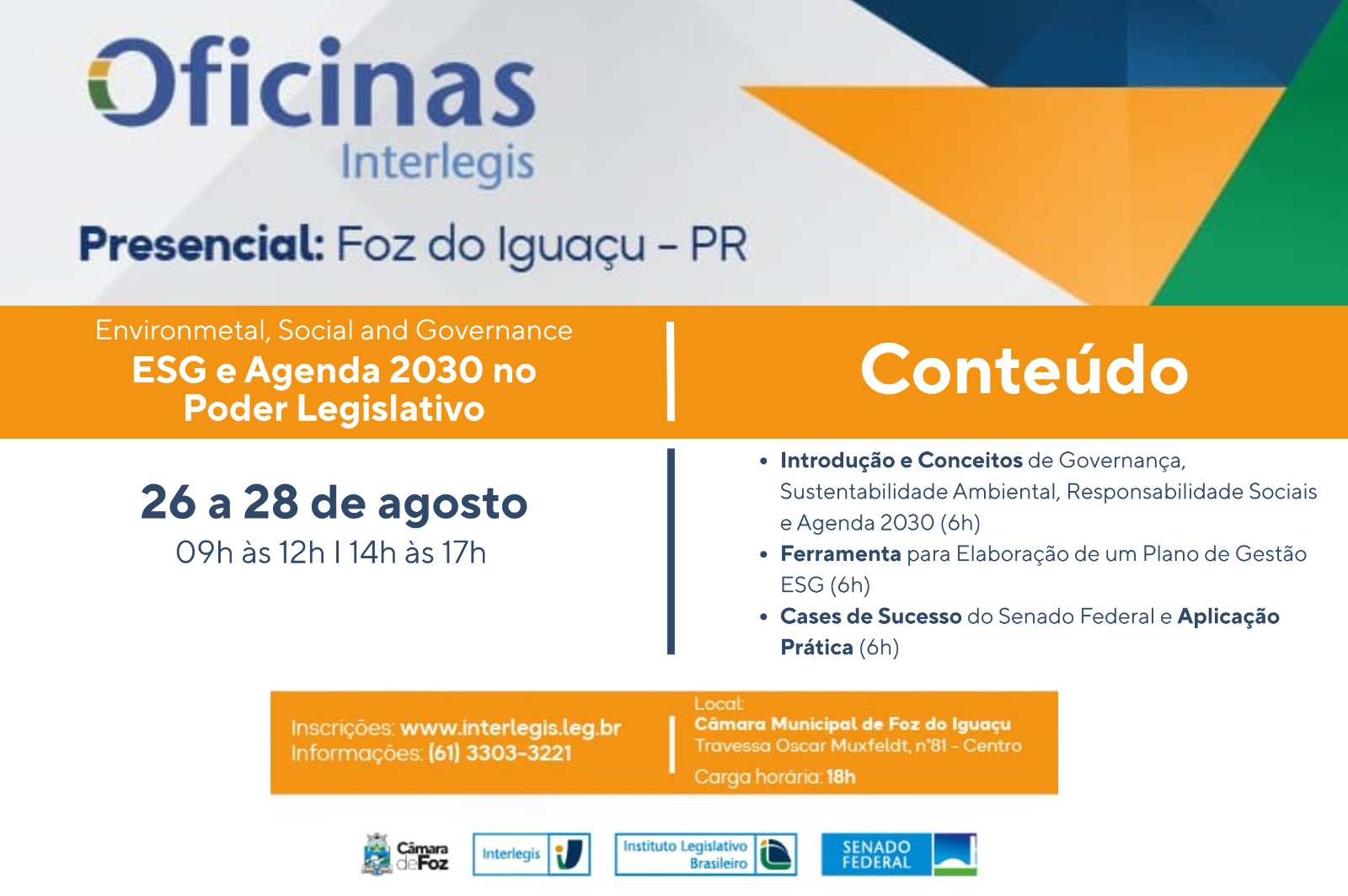 Câmara de Foz vai sediar Oficina Interlegis sobre práticas da Agenda 2030 no Poder Legislativo