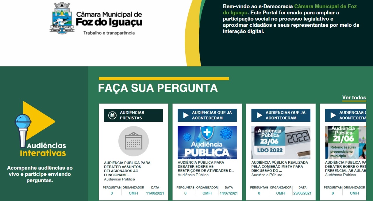 Conheça a nova ferramenta da Câmara de Foz para participação em audiências públicas, o e-Democracia