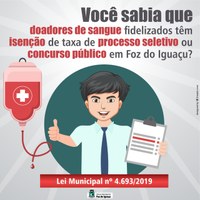 Doador de sangue tem isenção em taxa de inscrição de processo seletivo ou concurso