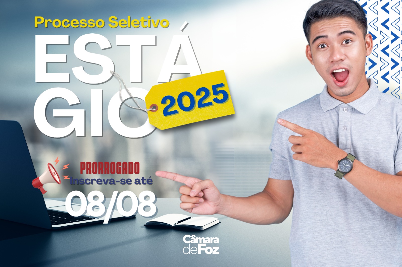 Inscrições para processo seletivo de estagiários da Câmara de Foz são prorrogadas