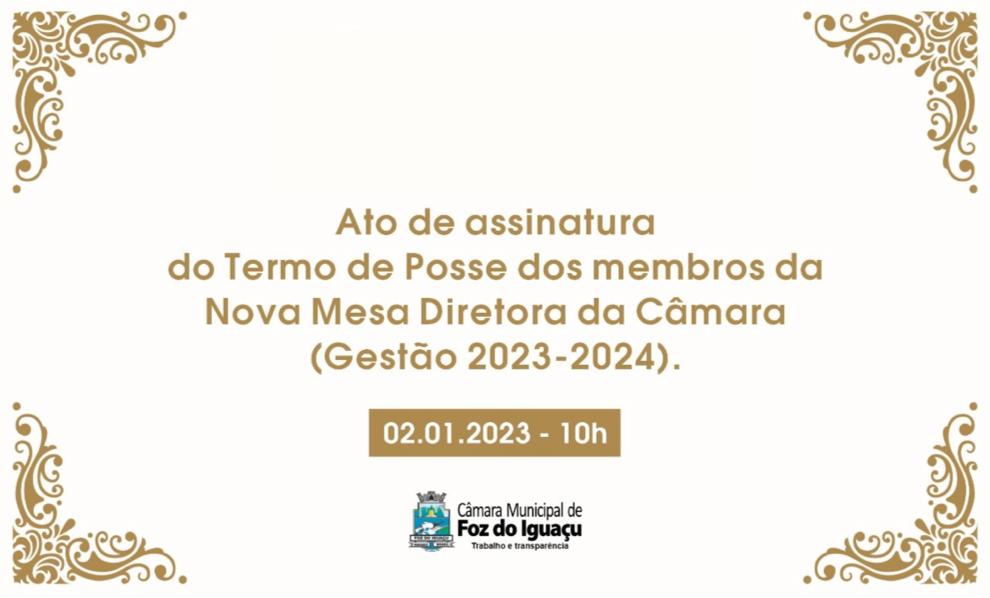 Mesa Diretora eleita para biênio 2023/2024 assina termo de posse na próxima segunda (02/01)