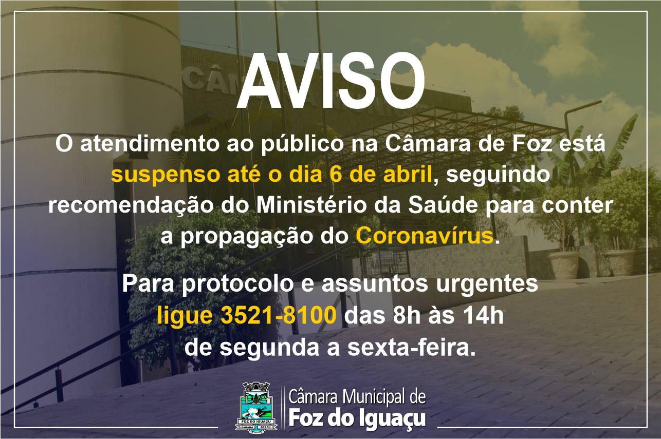 Mesa diretora restringe circulação de pessoas na Câmara de Foz