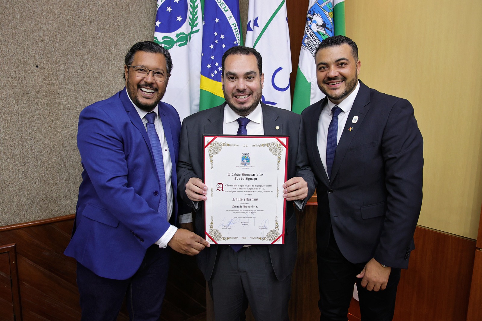 Paulo Martins é Cidadão Honorário de Foz do Iguaçu