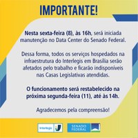 Site da Câmara e SAPL devem ficar fora do ar para manutenção programada a partir das 16 horas de Sexta-feira