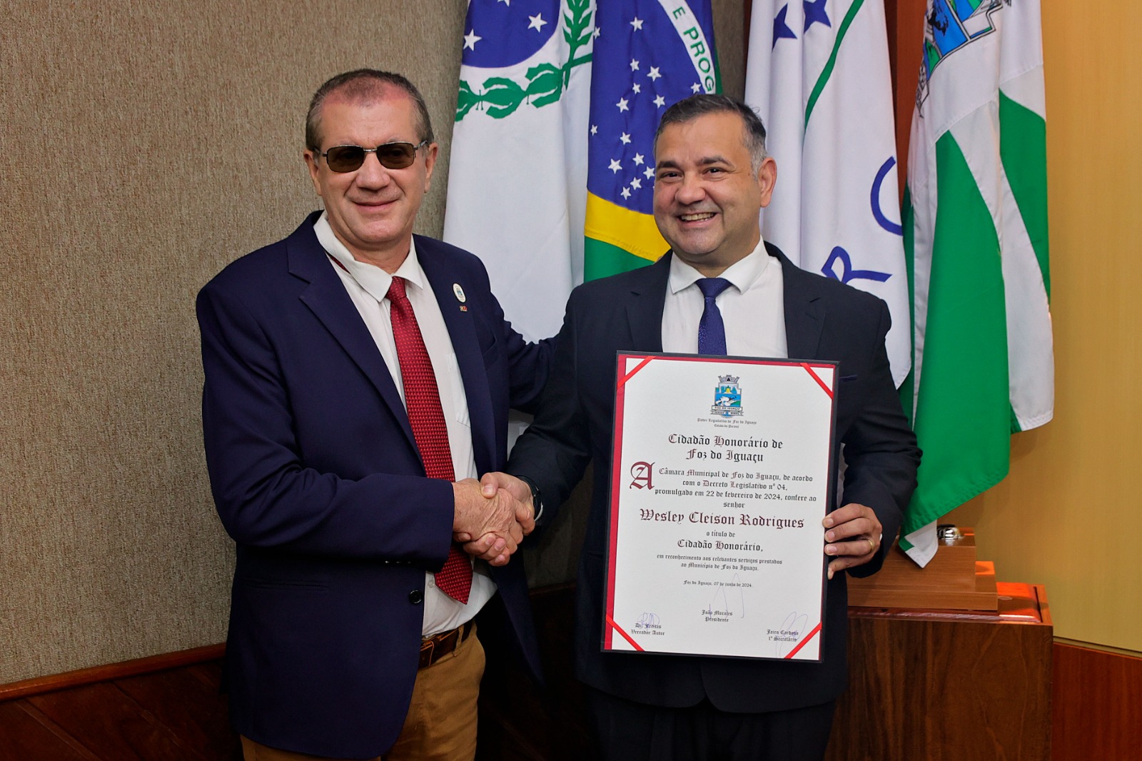 Wesley Cleison Rodrigues recebe título de Cidadão Honorário de Foz do Iguaçu